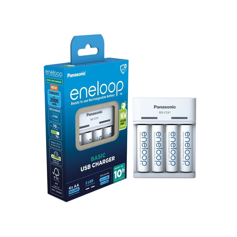 parallel Barcelona annuleren ENELOOP BQ-CC61E USB Baterijlader inclusief 4XAA 1900Mah