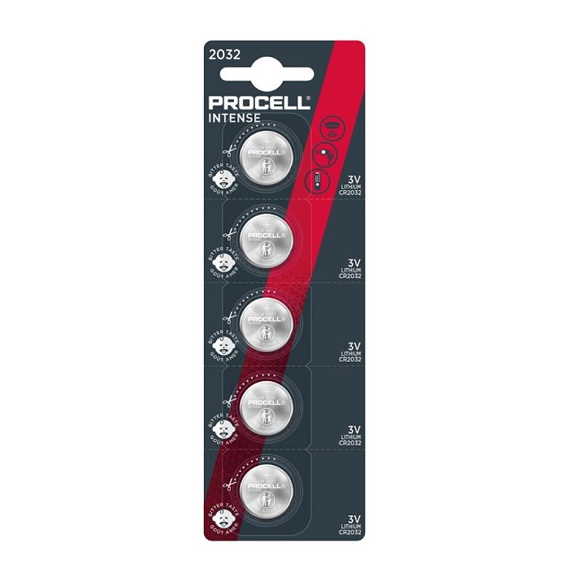 5 PCS BUTTONCELL LITHIUM PROCELL CR2032