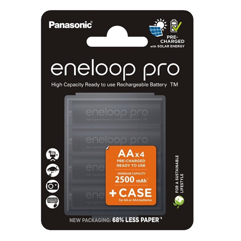 4 PIECES ENELOOP PRO AA 2500mAh+BATTERYBOX