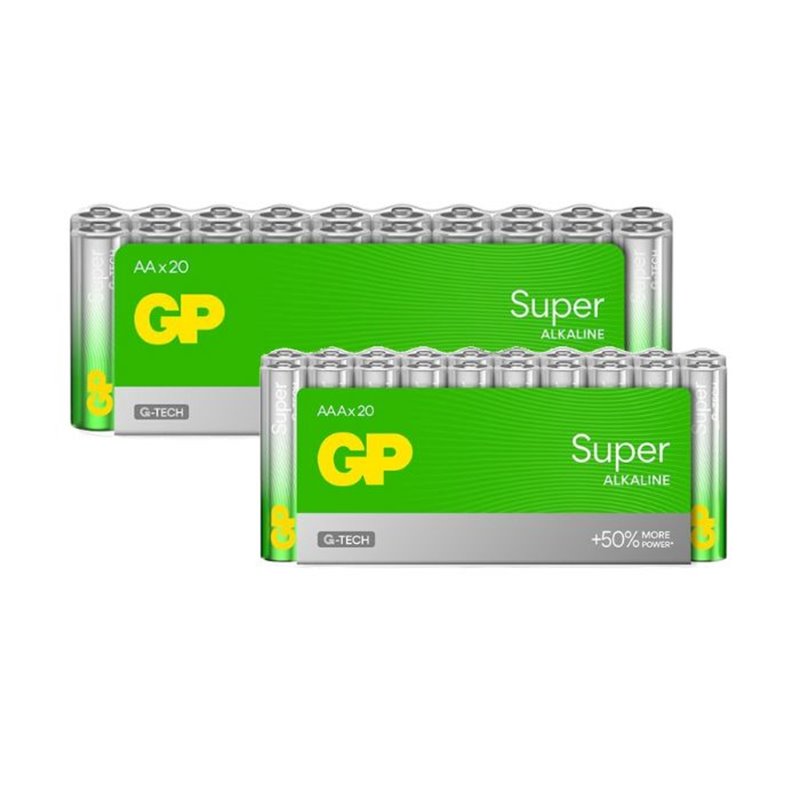  20x AA+20x AAA GP SUPER G-TECH BATTERIJEN