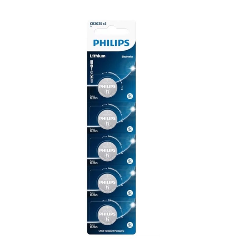 5 PCS BUTTONCELL LITHIUM PHILIPS CR2025