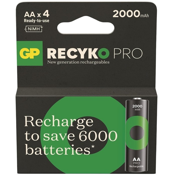 4 PCS GP RECYKO PRO RECHARGEABLE AA 2000