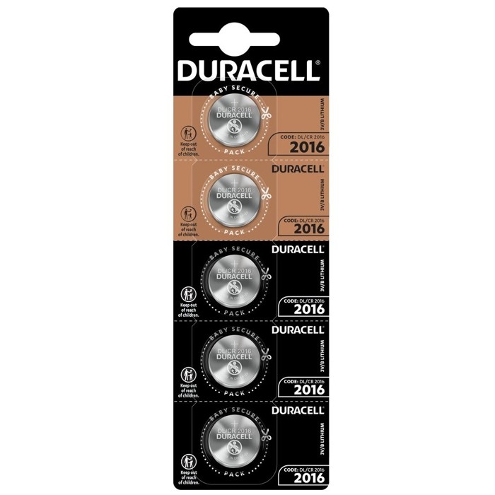 2 PCS BUTTONCELL LITHIUM DURACELL CR2016