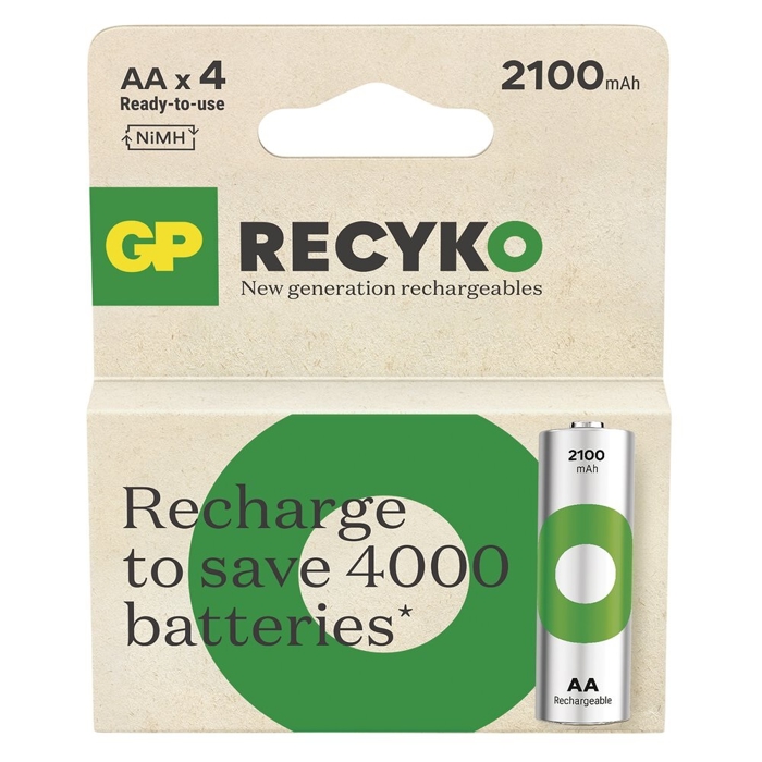 4 PCS GP RECYKO RECHARGEABLE AA 2100